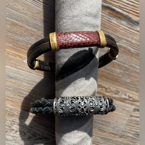 Joseph Esposito 925 Vintage & Elegant Brown and Red Leather Bracelet